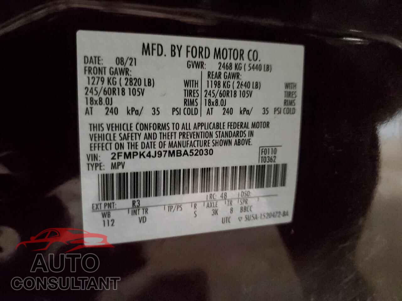 FORD EDGE 2021 - 2FMPK4J97MBA52030