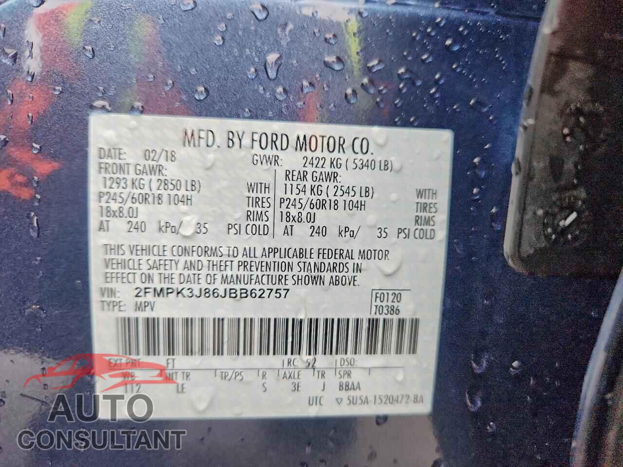 FORD EDGE 2018 - 2FMPK3J86JBB62757