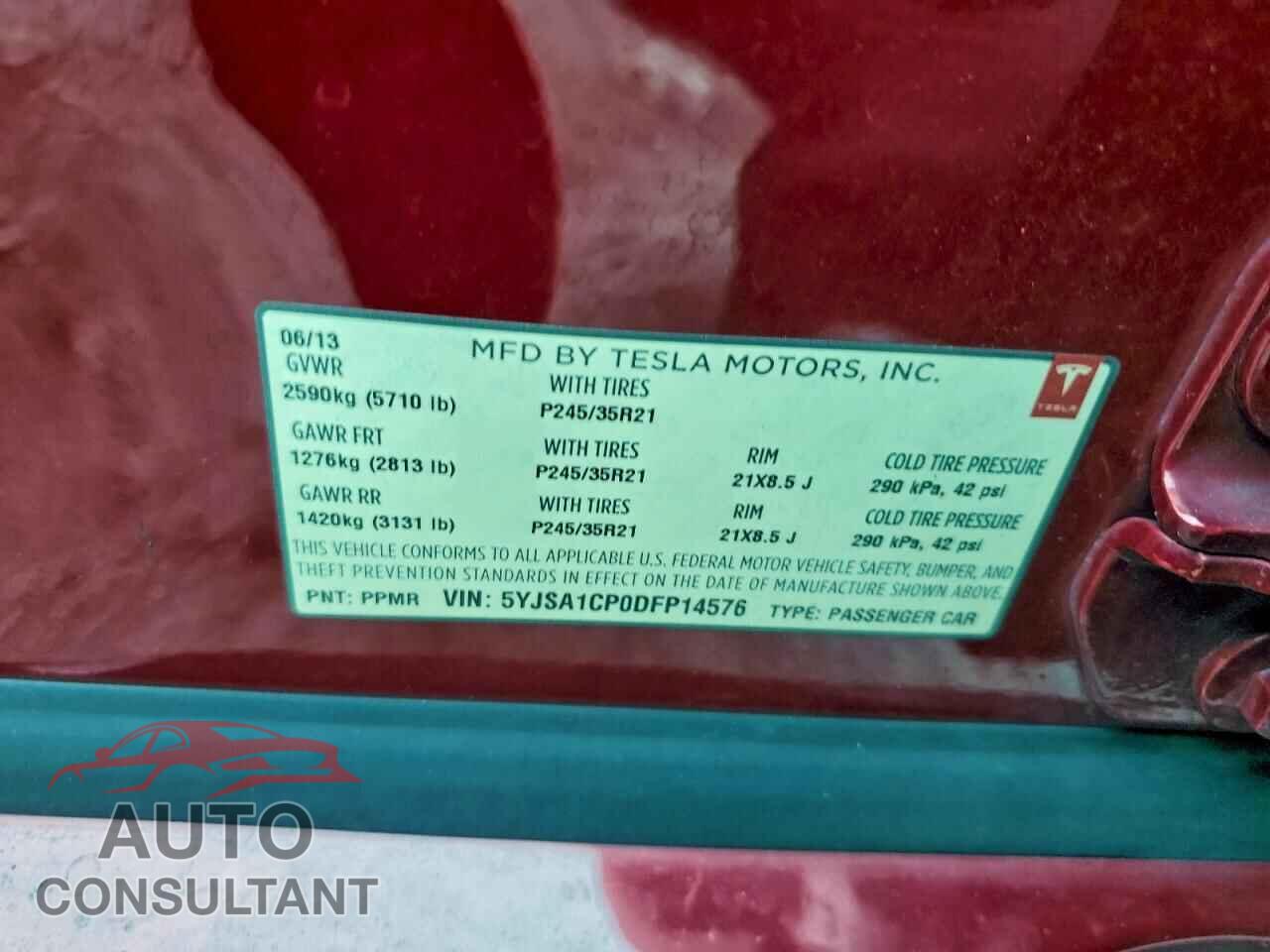 TESLA MODEL S 2013 - 5YJSA1CP0DFP14576