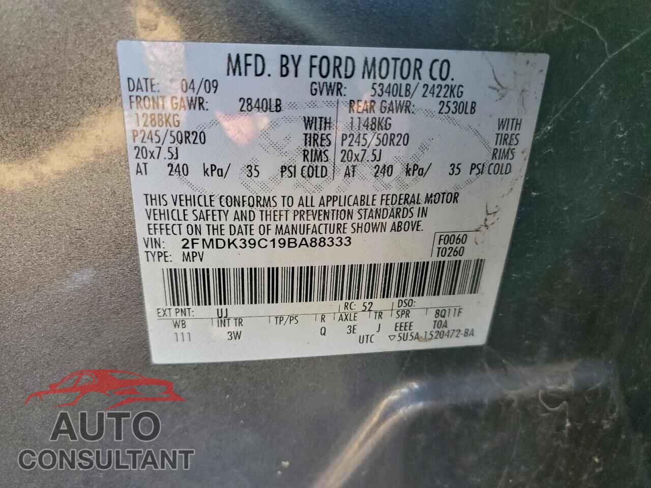 FORD EDGE 2009 - 2FMDK39C19BA88333
