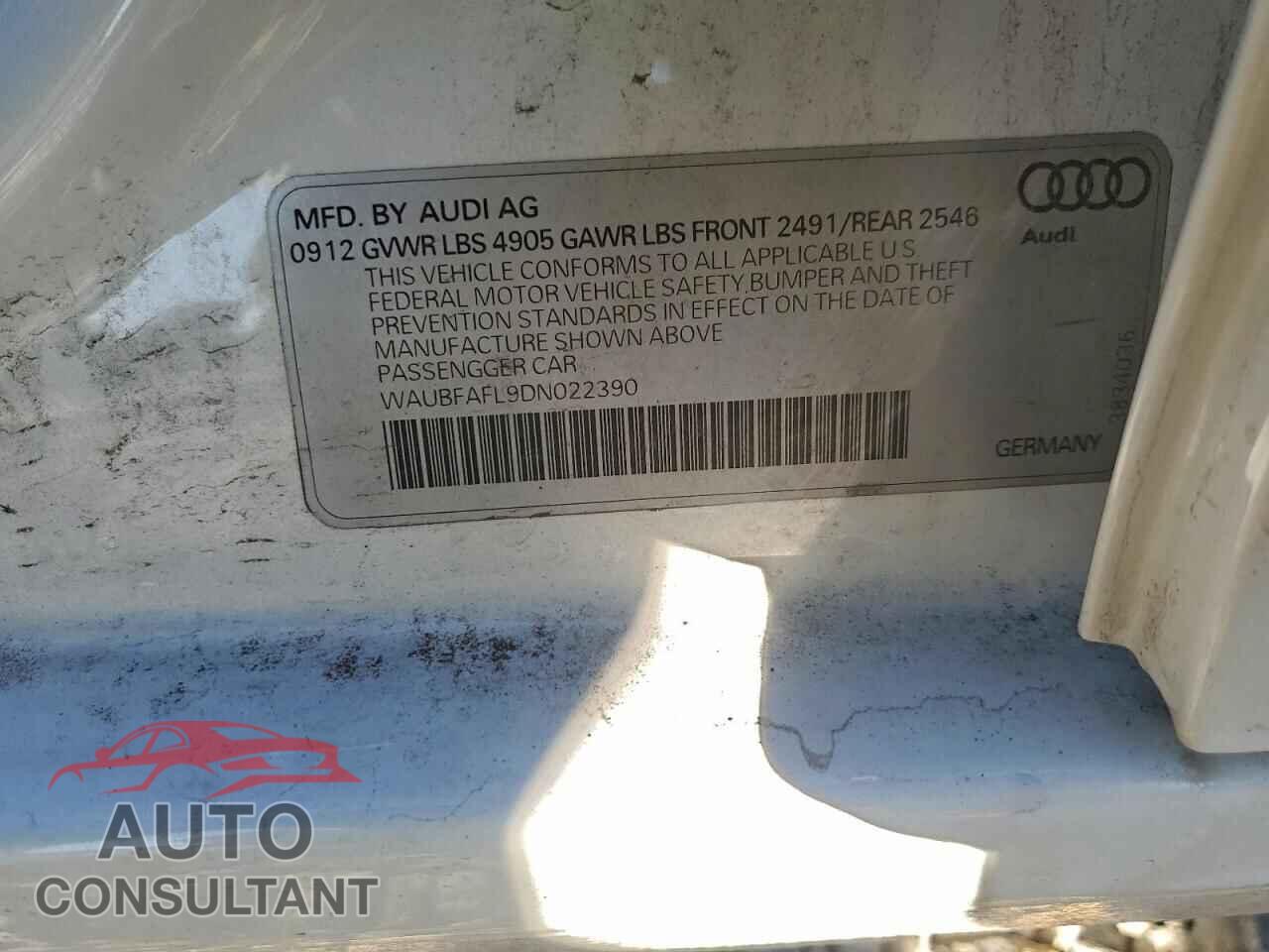 AUDI A4 2013 - WAUBFAFL9DN022390
