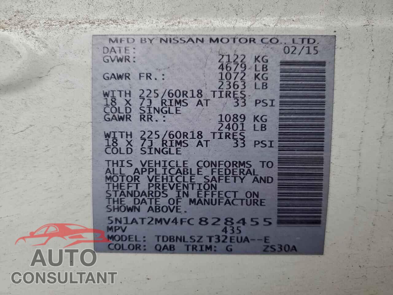 NISSAN ROGUE 2015 - 5N1AT2MV4FC828455