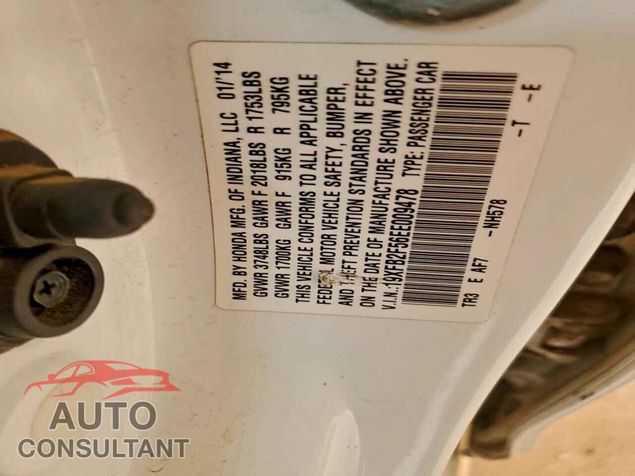 HONDA CIVIC 2014 - 19XFB2F56EE009478