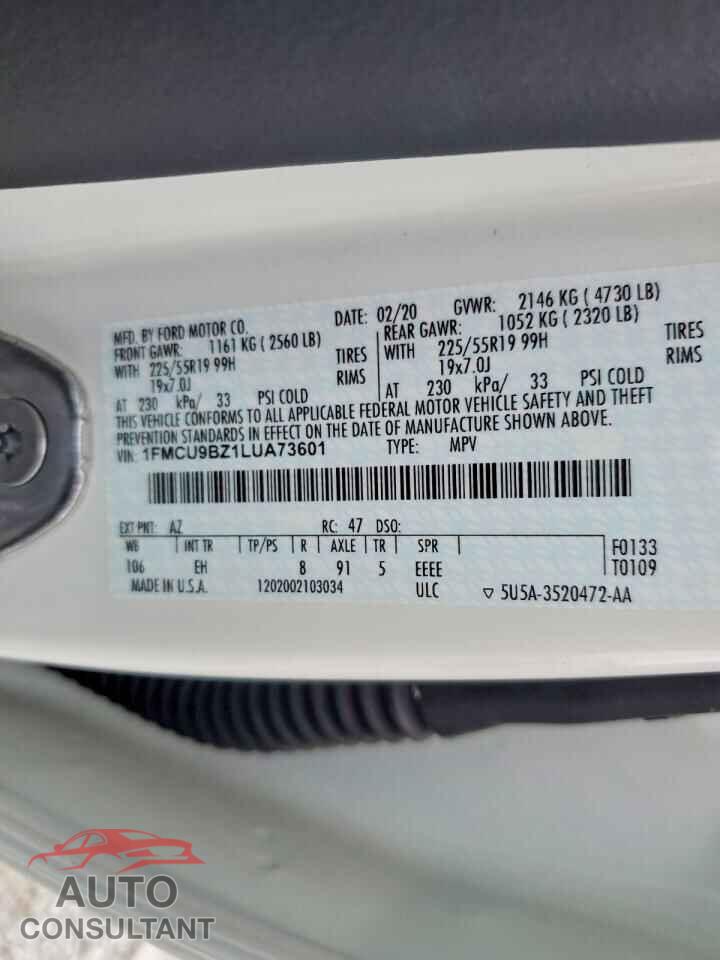FORD ESCAPE 2020 - 1FMCU9BZ1LUA73601