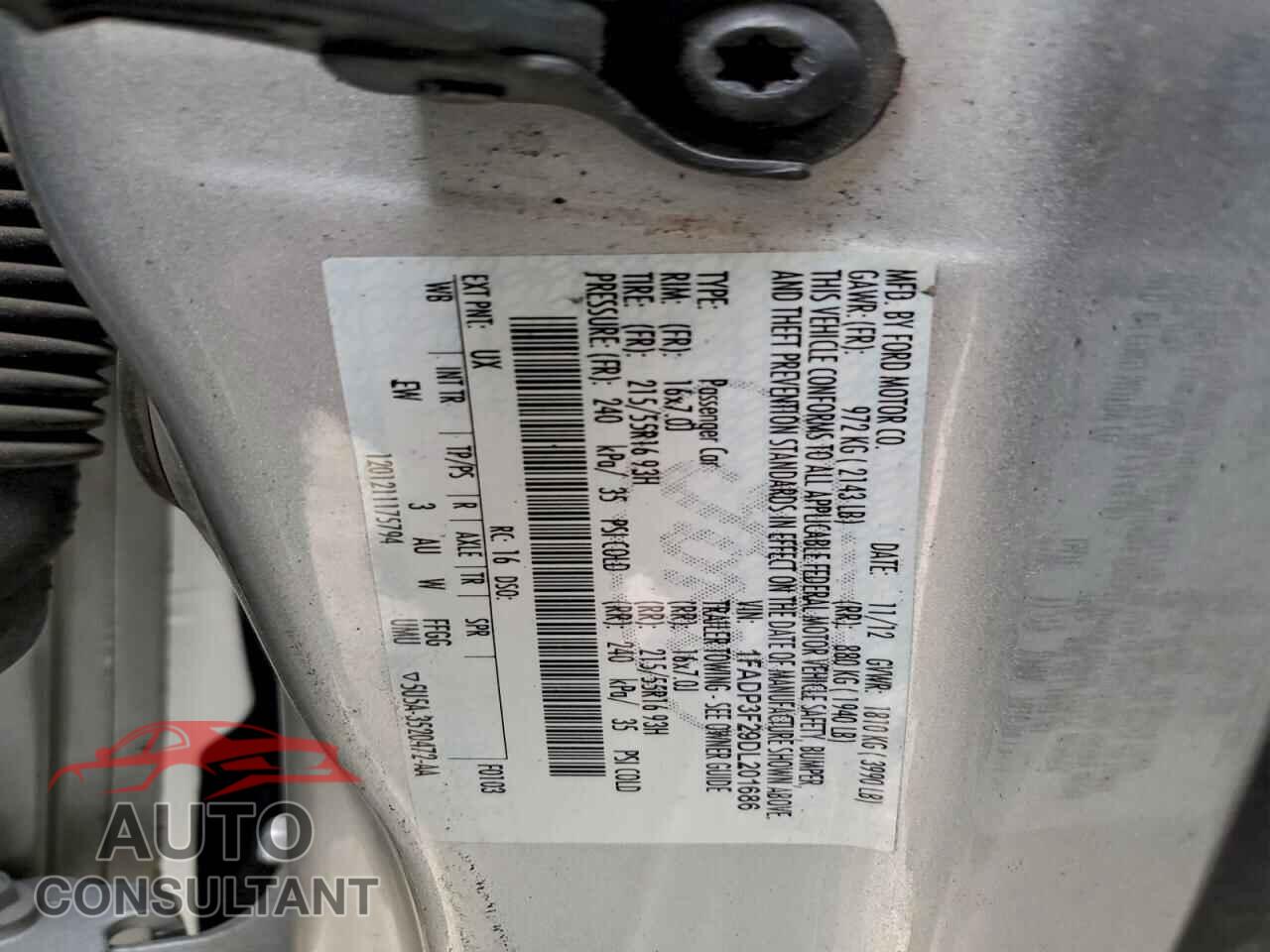 FORD FOCUS 2013 - 1FADP3F29DL201686