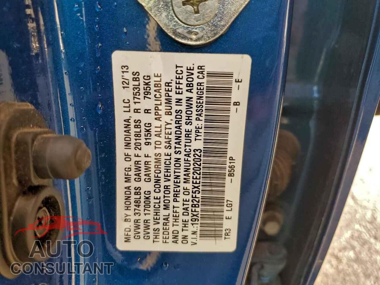 HONDA CIVIC 2014 - 19XFB2F5XEE202023