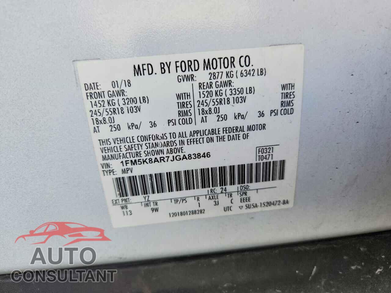 FORD EXPLORER 2018 - 1FM5K8AR7JGA83846