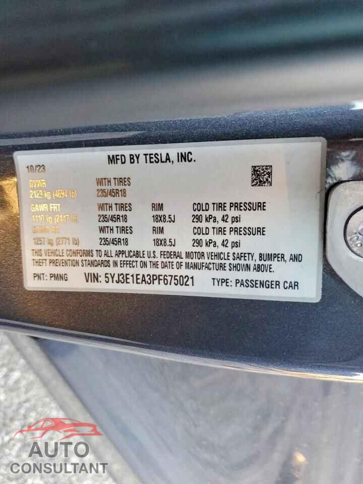 TESLA MODEL 3 2023 - 5YJ3E1EA3PF675021