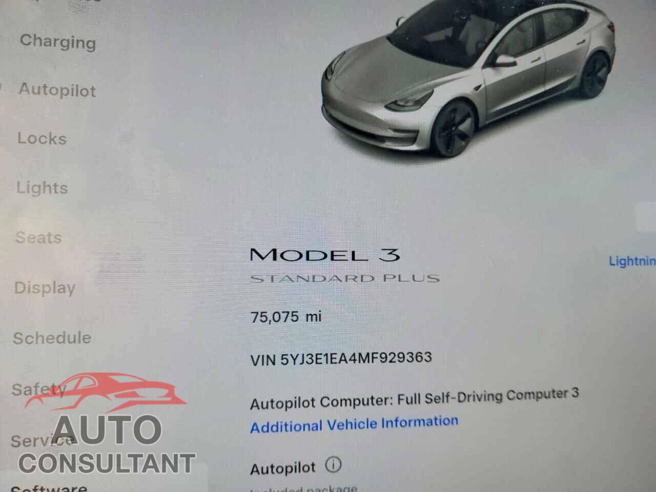 TESLA MODEL 3 2021 - 5YJ3E1EA4MF929363