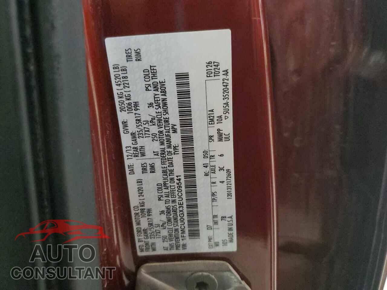FORD ESCAPE 2014 - 1FMCU0GX3EUC09541