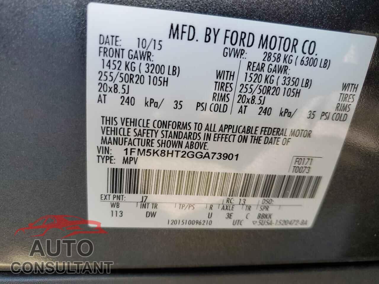 FORD EXPLORER 2016 - 1FM5K8HT2GGA73901
