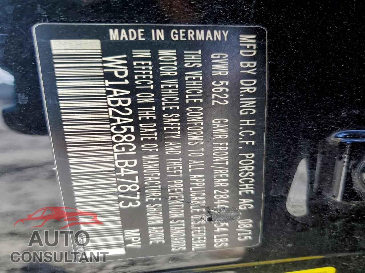 PORSCHE MACAN 2016 - WP1AB2A58GLB47873