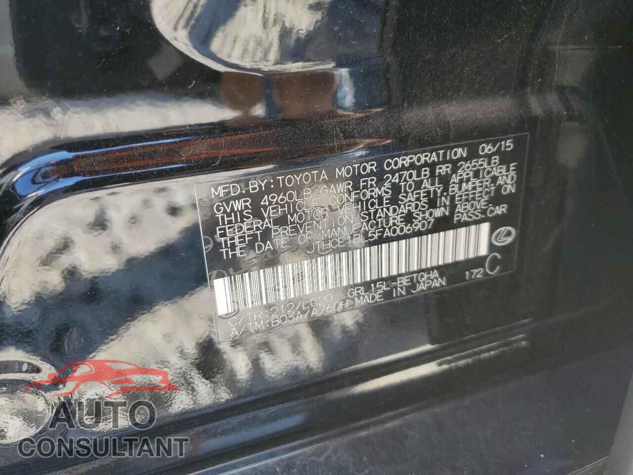 LEXUS GS350 2015 - JTHCE1BL5FA006907