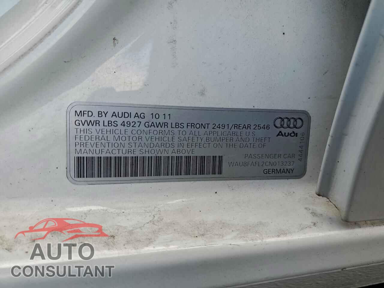 AUDI A4 2012 - WAUBFAFL2CN013237