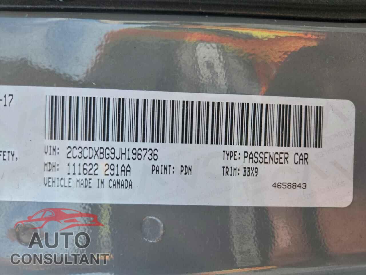 DODGE CHARGER 2018 - 2C3CDXBG9JH196736
