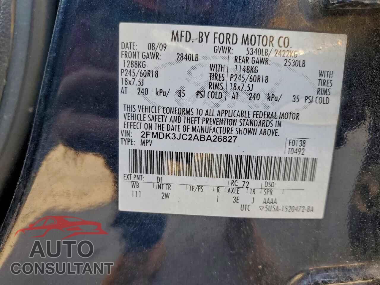 FORD EDGE 2010 - 2FMDK3JC2ABA26827