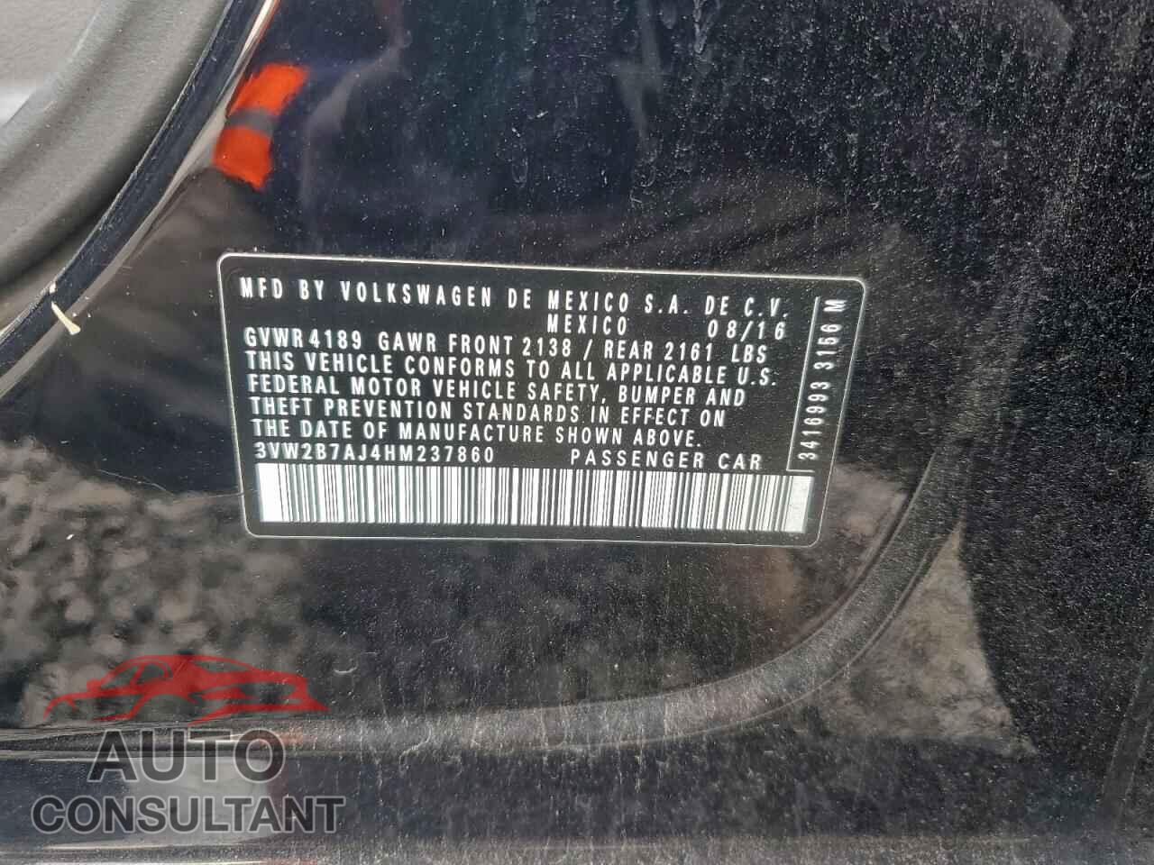 VOLKSWAGEN JETTA 2017 - 3VW2B7AJ4HM237860