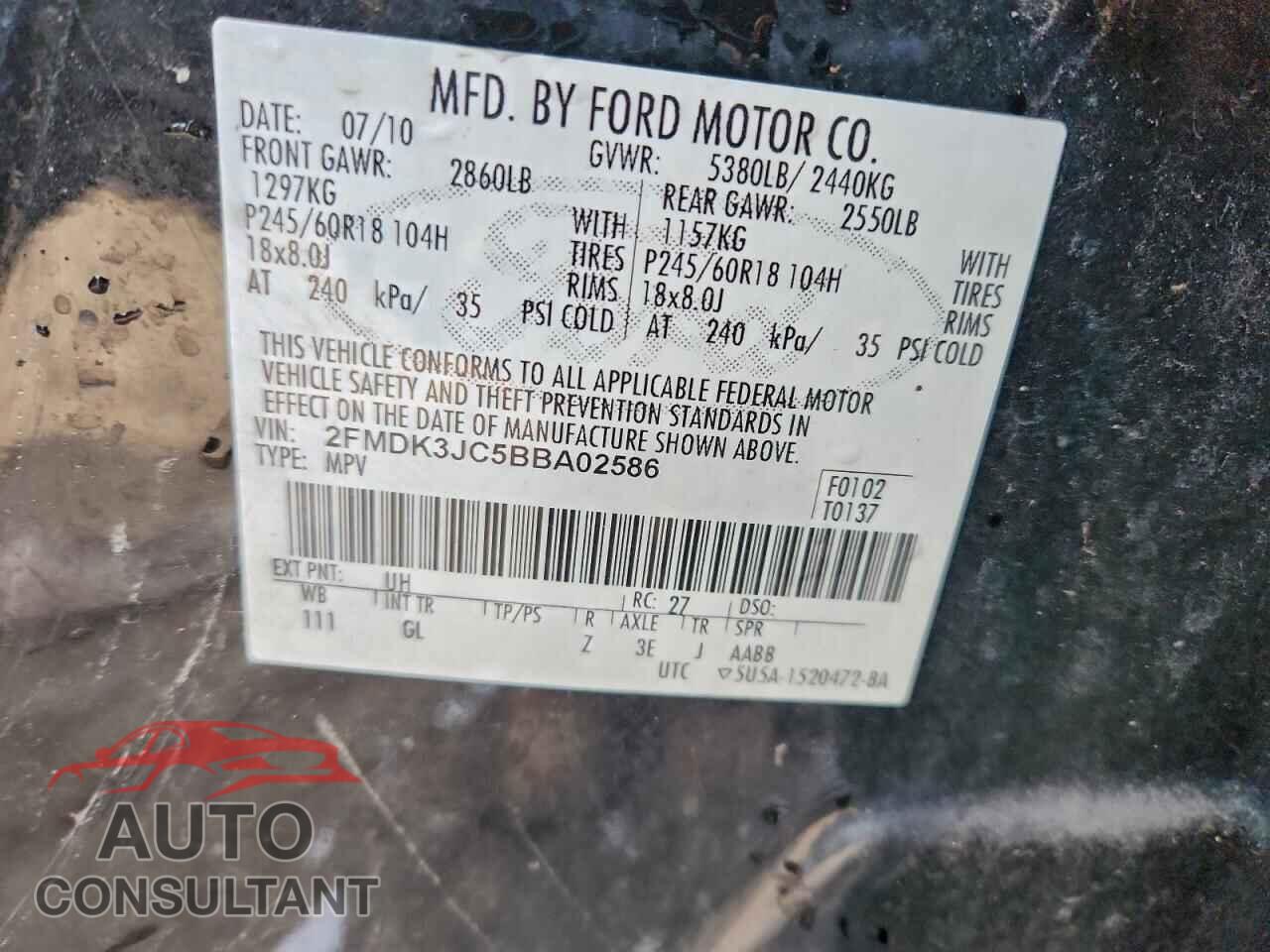 FORD EDGE 2011 - 2FMDK3JC5BBA02586