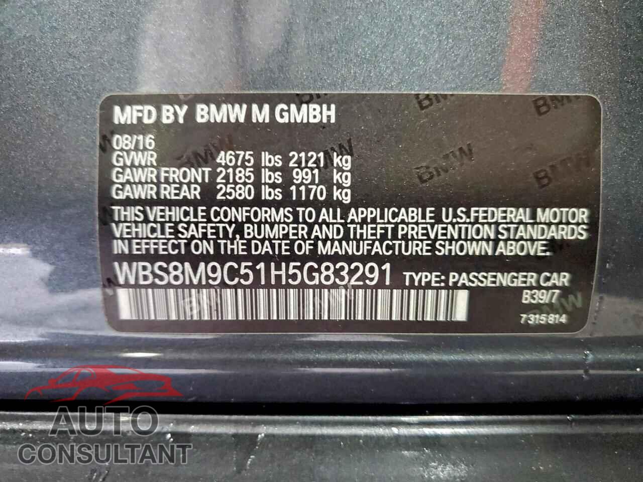 BMW M3 2017 - WBS8M9C51H5G83291