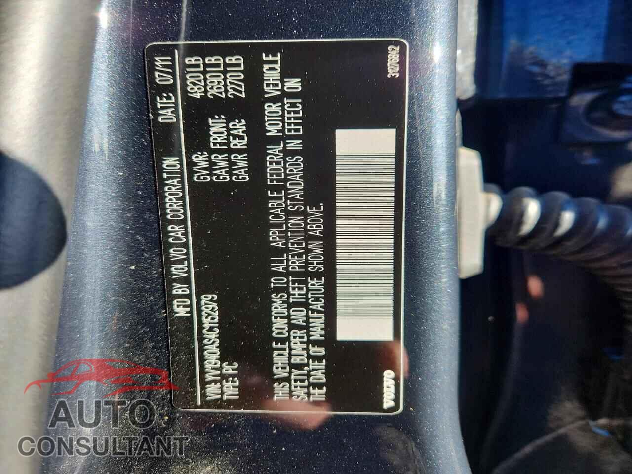 VOLVO S80 2012 - YV1940AS4C1152979