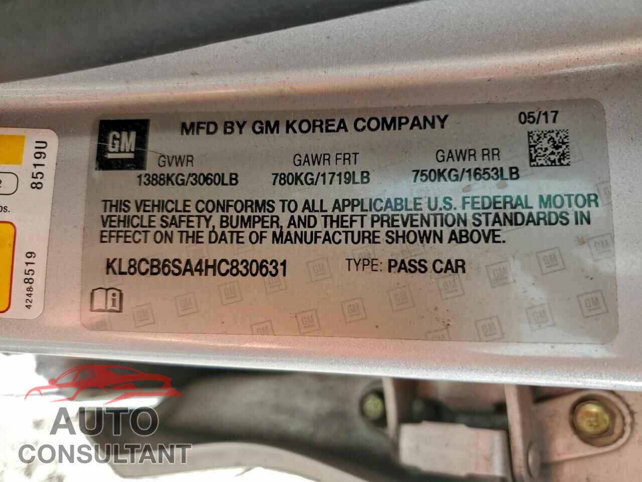 CHEVROLET SPARK 2017 - KL8CB6SA4HC830631