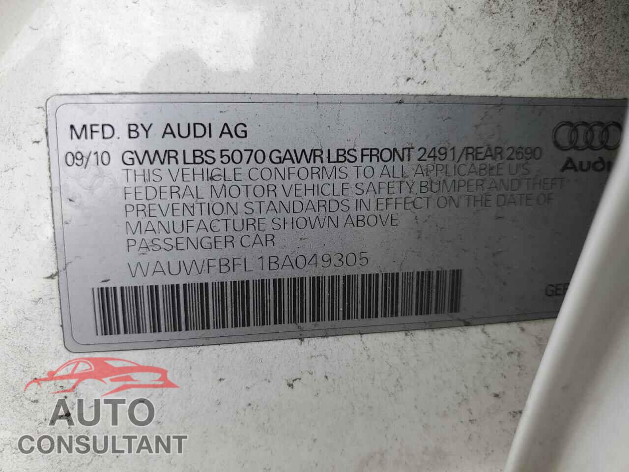 AUDI A4 2011 - WAUWFBFL1BA049305