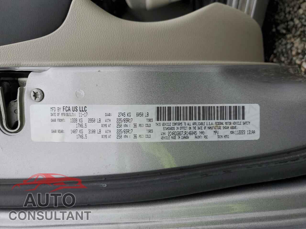 DODGE CARAVAN 2018 - 2C4RDGBG7JR146045