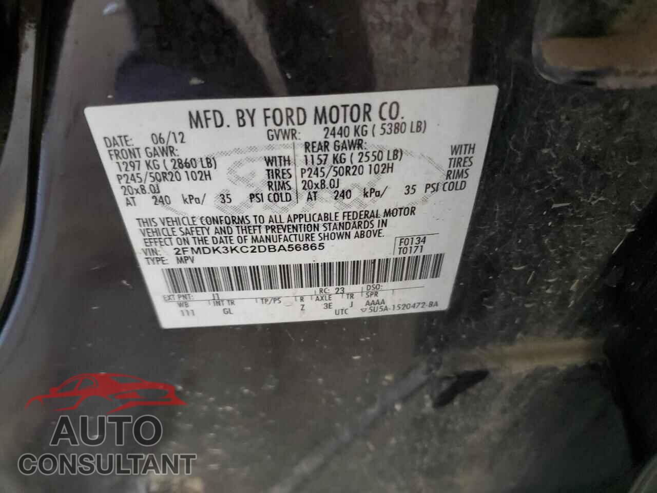 FORD EDGE 2013 - 2FMDK3KC2DBA56865