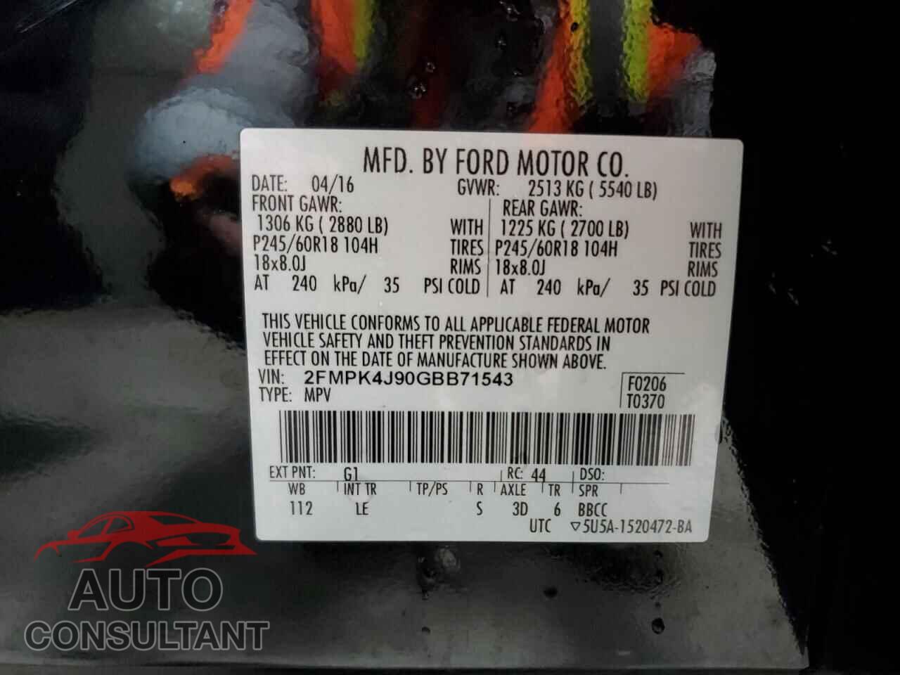 FORD EDGE 2016 - 2FMPK4J90GBB71543
