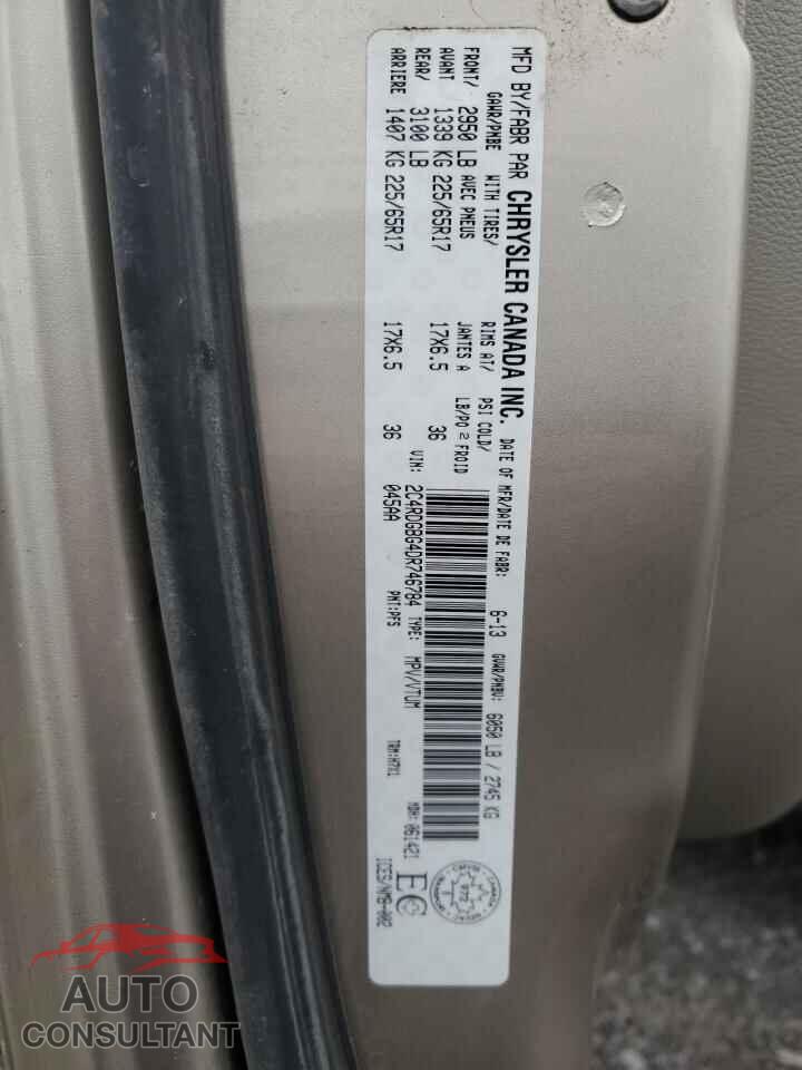 DODGE CARAVAN 2013 - 2C4RDGBG4DR746784