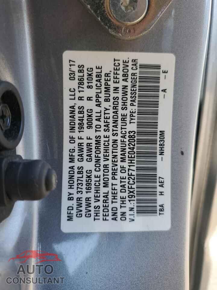 HONDA CIVIC 2017 - 19XFC2F71HE042083