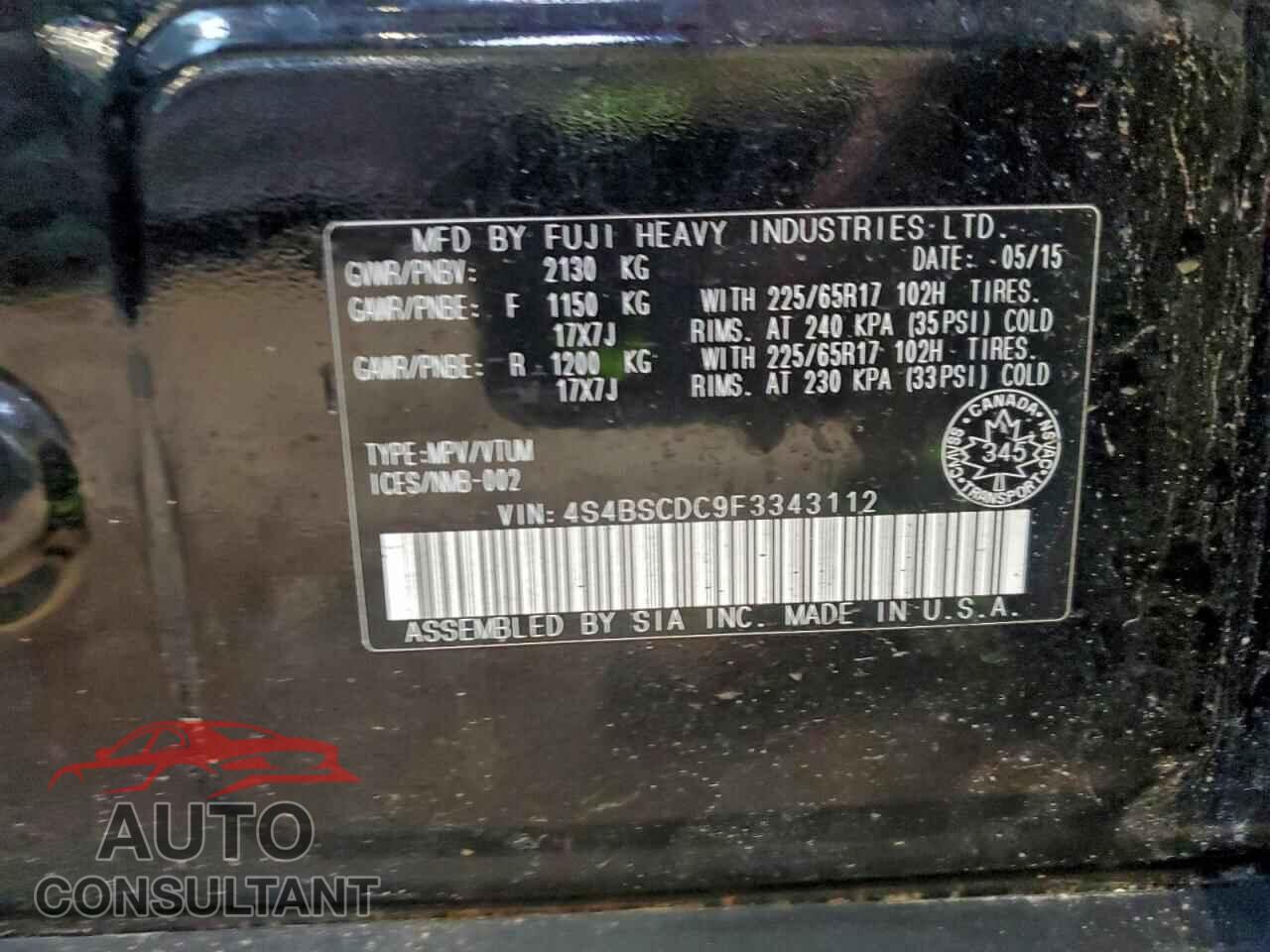 SUBARU OUTBACK 2015 - 4S4BSCDC9F3343112