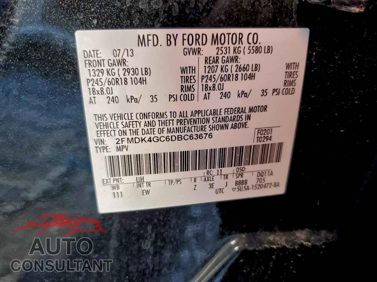 FORD EDGE 2013 - 2FMDK4GC6DBC63676