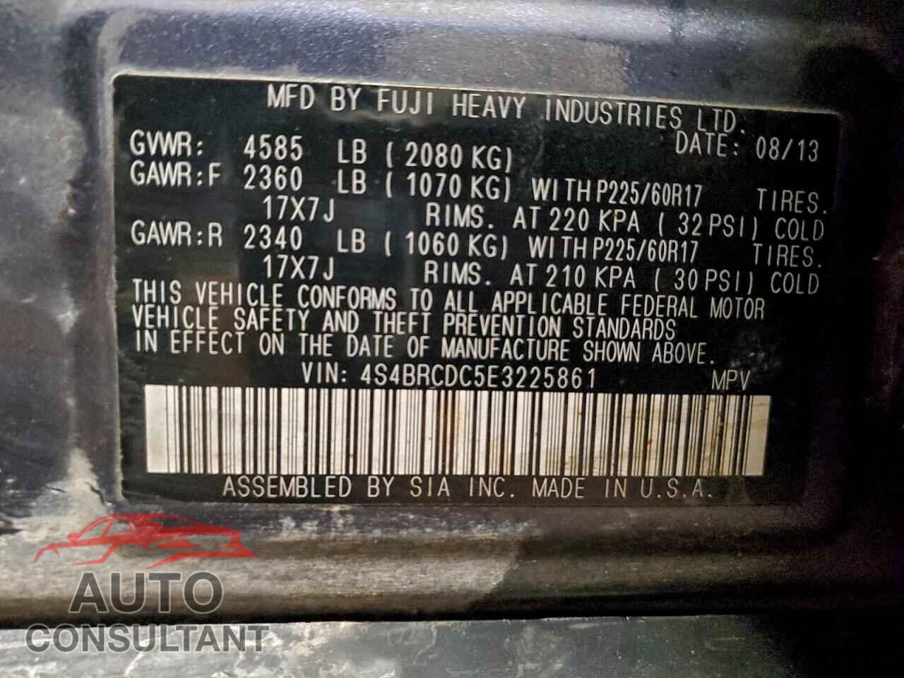 SUBARU OUTBACK 2014 - 4S4BRCDC5E3225861