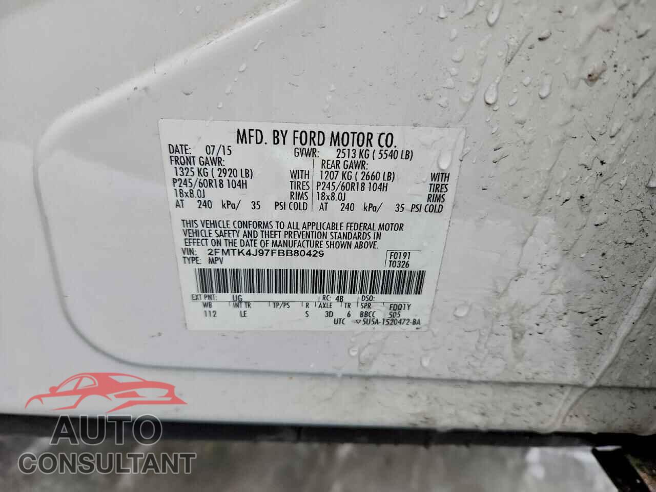 FORD EDGE 2015 - 2FMTK4J97FBB80429