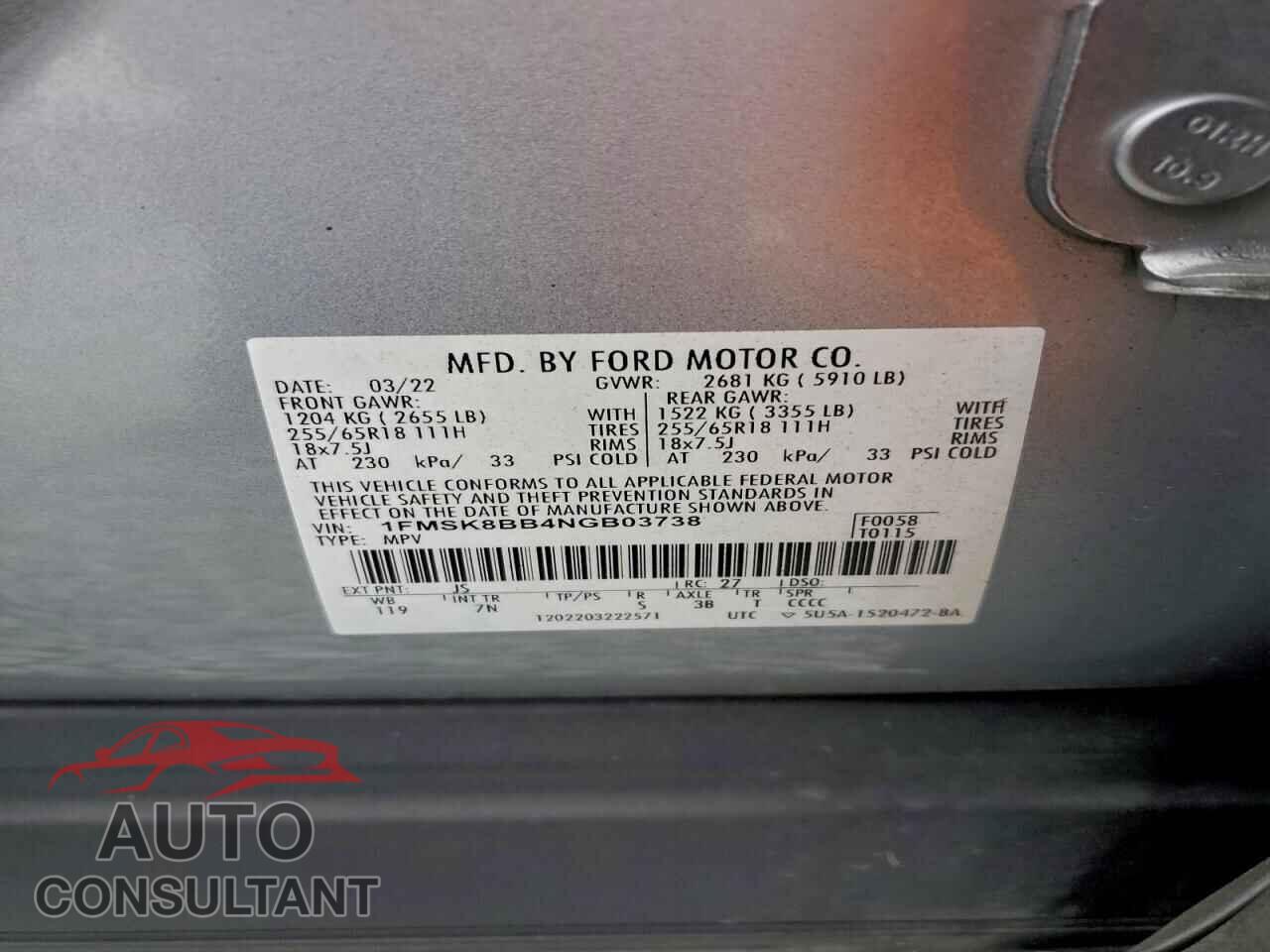 FORD EXPLORER 2022 - 1FMSK8BB4NGB03738