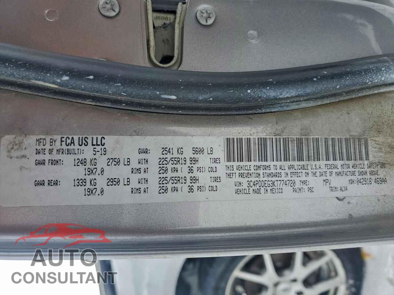 DODGE JOURNEY 2019 - 3C4PDDEG3KT774720