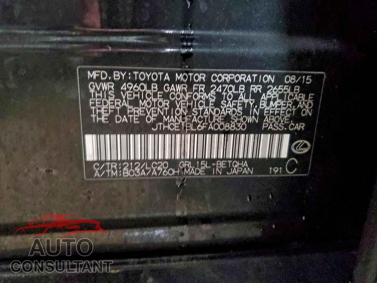 LEXUS GS350 2015 - JTHCE1BL6FA008830