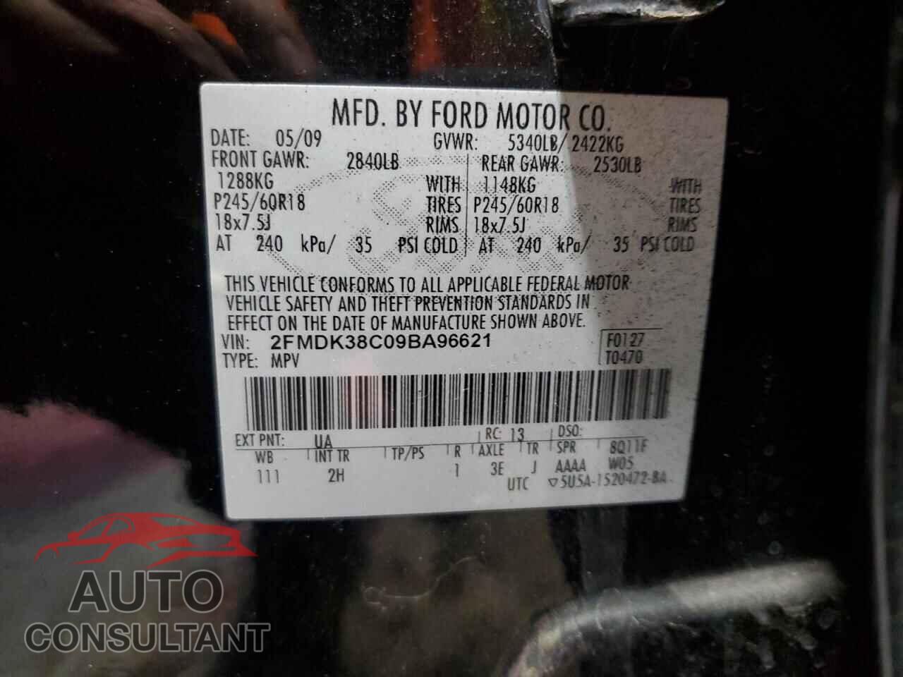 FORD EDGE 2009 - 2FMDK38C09BA96621