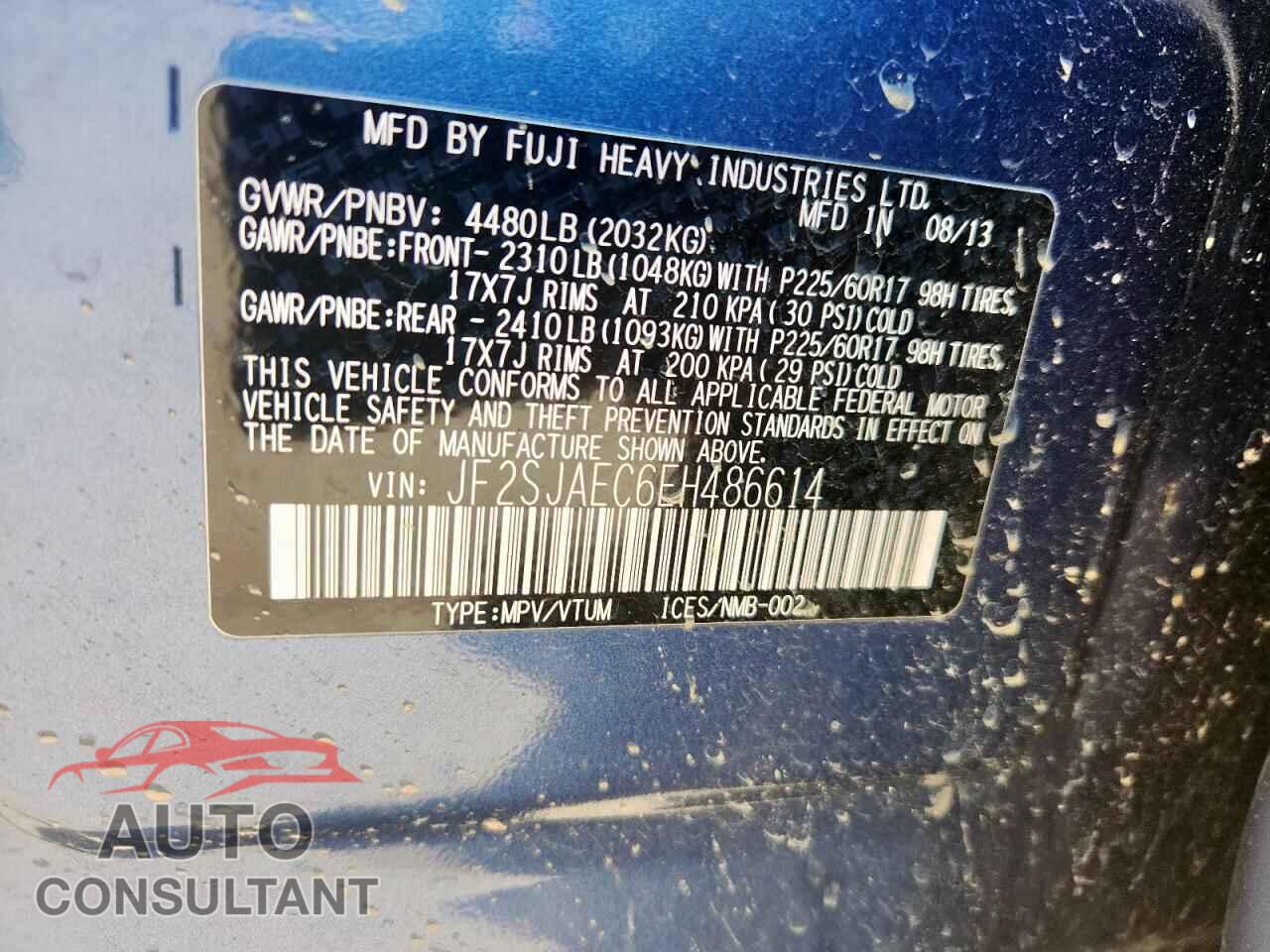 SUBARU FORESTER 2014 - JF2SJAEC6EH486614
