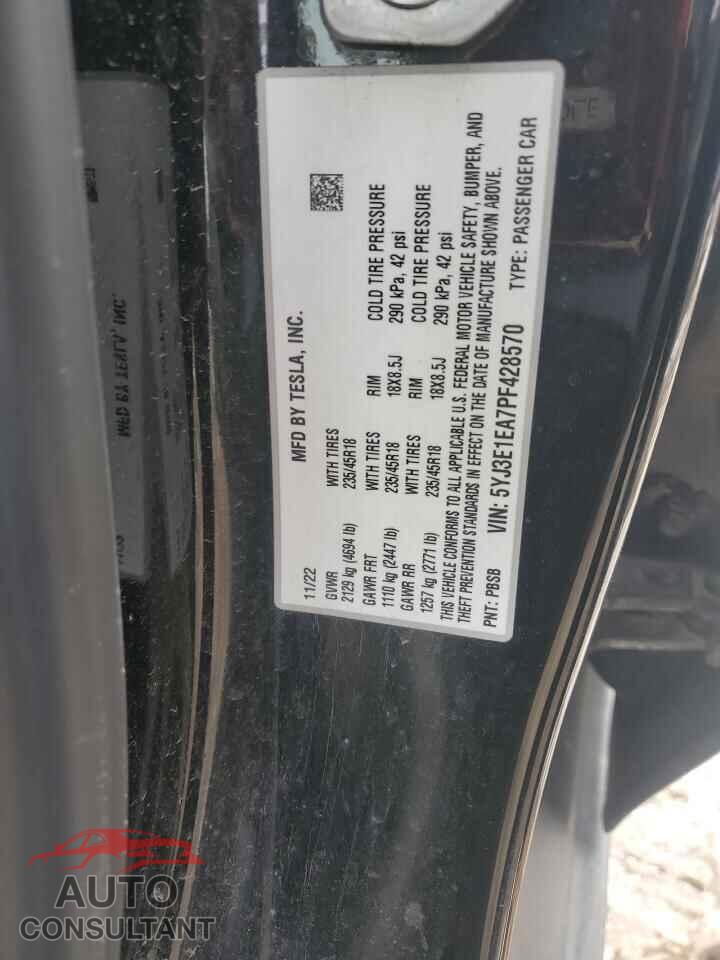 TESLA MODEL 3 2023 - 5YJ3E1EA7PF428570