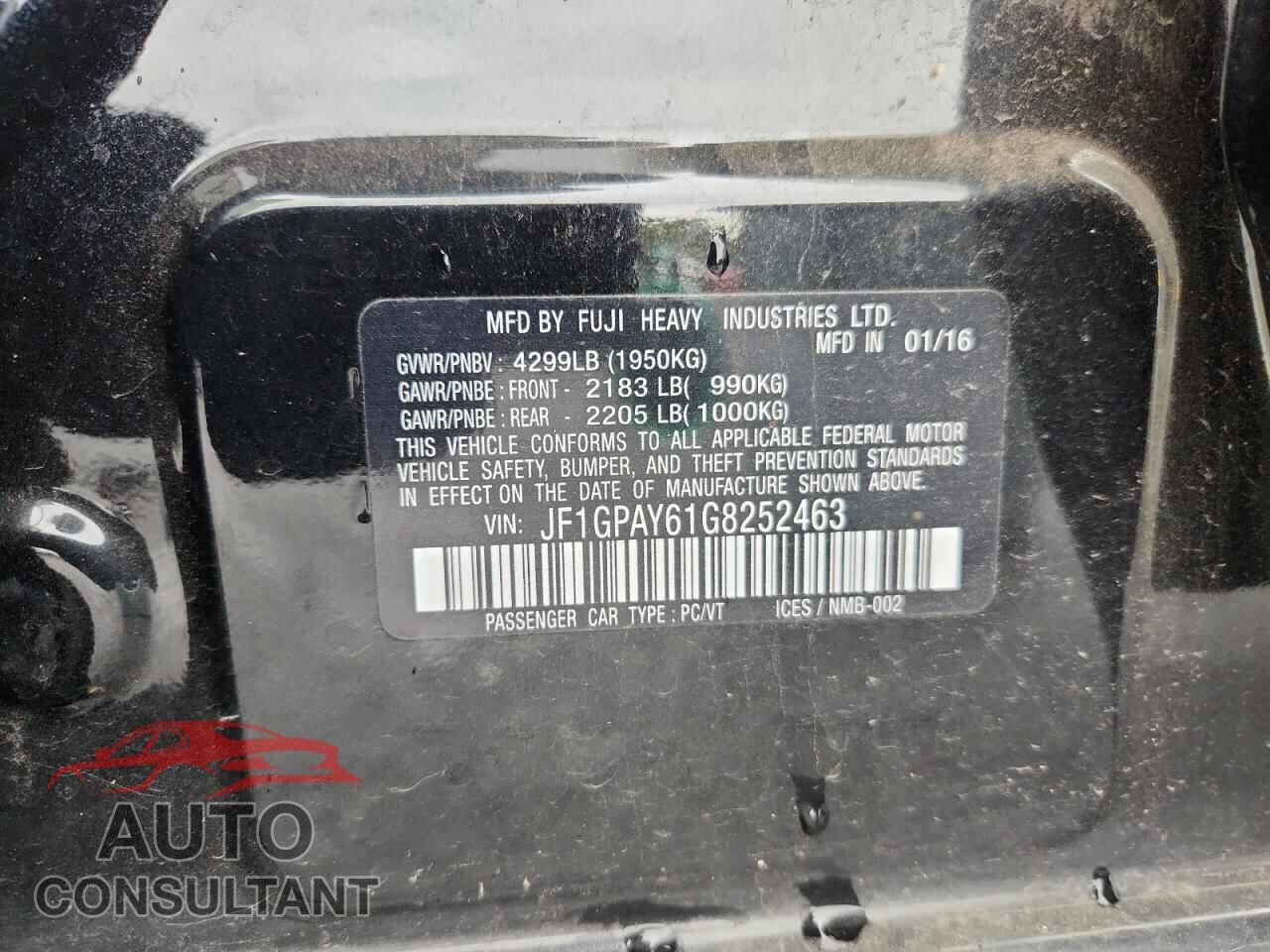 SUBARU IMPREZA 2016 - JF1GPAY61G8252463