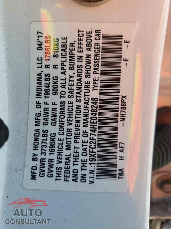 HONDA CIVIC 2017 - 19XFC2F74HE048248