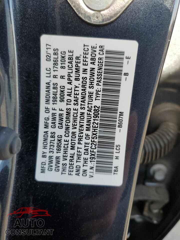 HONDA CIVIC 2017 - 19XFC2F5XHE219082
