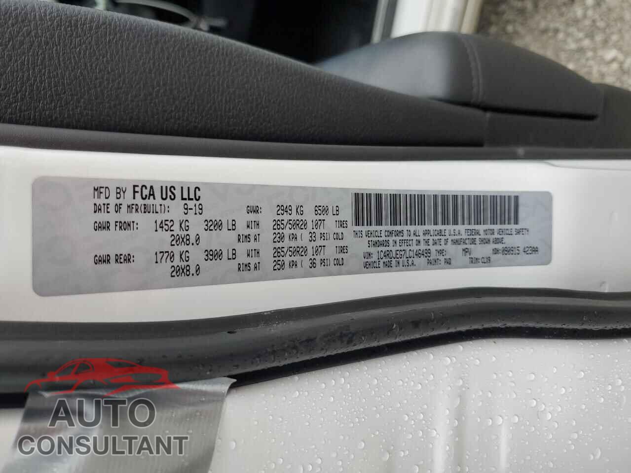 DODGE DURANGO 2020 - 1C4RDJEG7LC146499