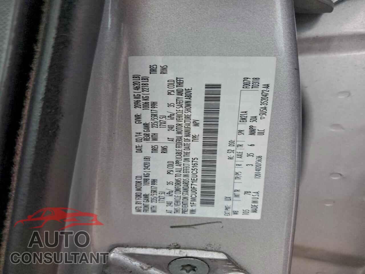 FORD ESCAPE 2014 - 1FMCU0F71EUC51675