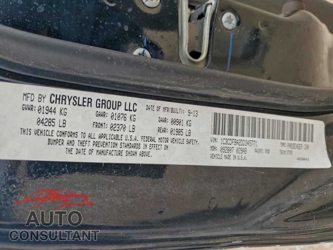 DODGE DART 2013 - 1C3CDFBA2DD345771