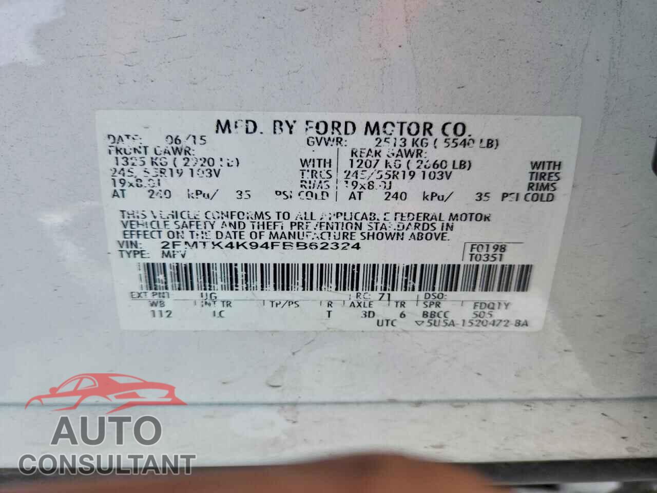 FORD EDGE 2015 - 2FMTK4K94FBB62324