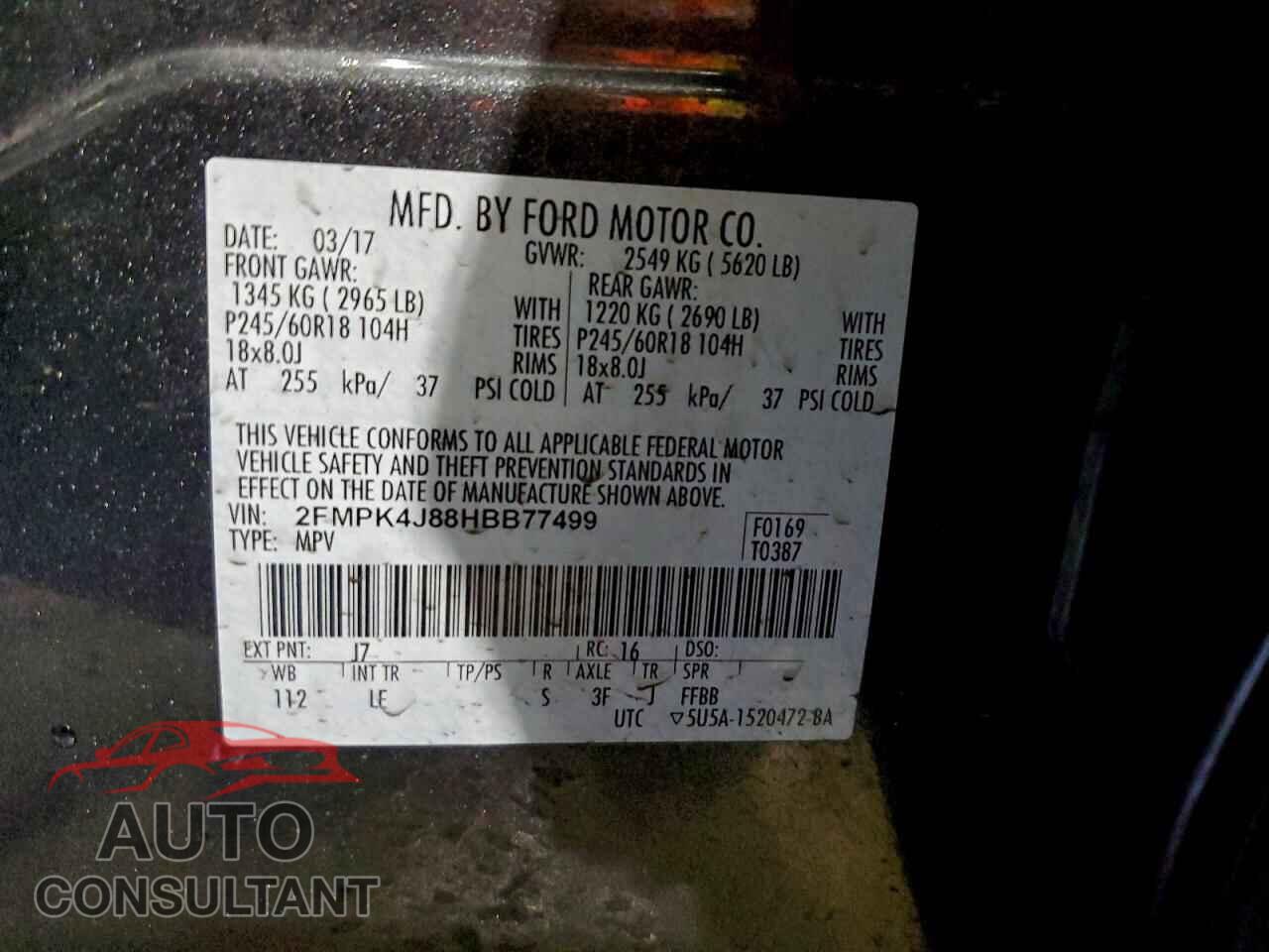 FORD EDGE 2017 - 2FMPK4J88HBB77499