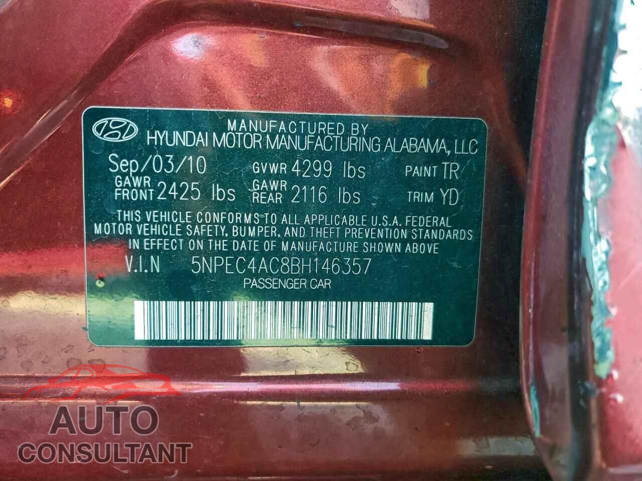 HYUNDAI SONATA 2011 - 5NPEC4AC8BH146357
